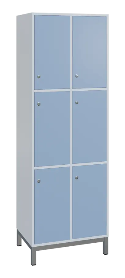 SBS-3322 šatní skříň 6-boxová, 1800x600x400 mm, kovové nohy, korpus bílý, dvířka blankyt